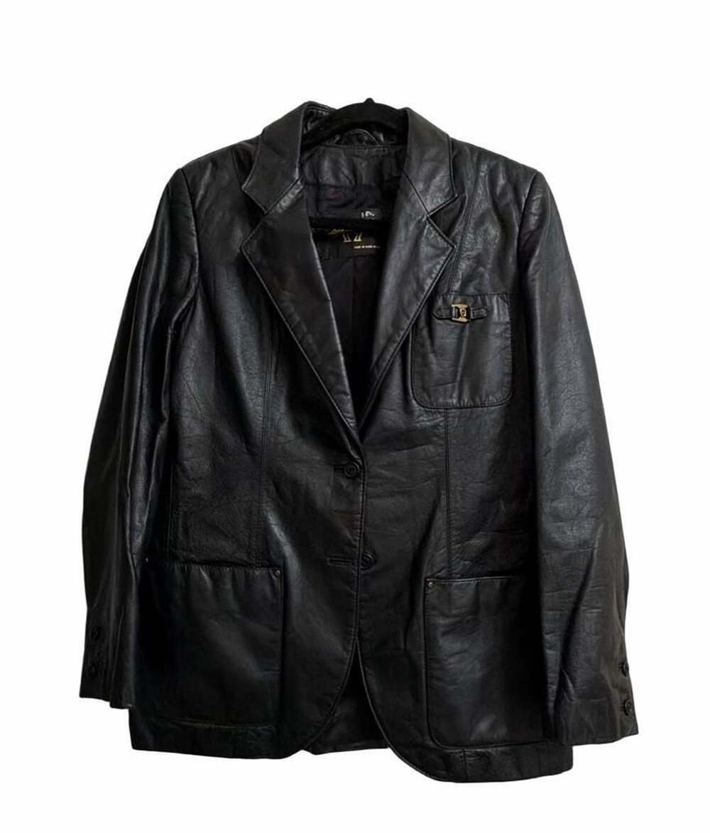 Etienne Aigner Leather Blazer Size 10 Black